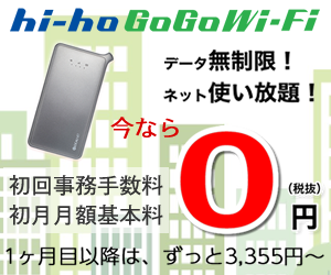 【300×250】業界最安級の月額料金 3,355円！！【hi-ho GoGo Wi-Fi】